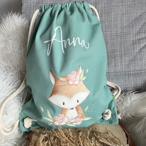 Sac de sport personnalisé avec le nom renard floral changement de linge école maternelle sac de vacances cadeau anniversaire sac de sport 1004