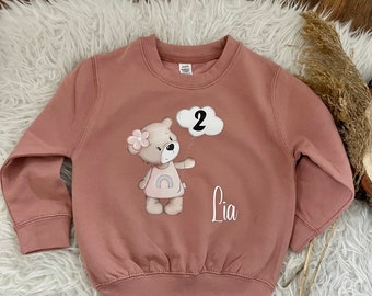 Birthday sweater personalized sweatshirt bear with number gift birthday Christmas with name 1015