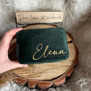 Schmucketui personalisiert , Schmuckkästchen, Schmuckhülle aus Samt mit Namen, Geschenk Schmuckschatulle