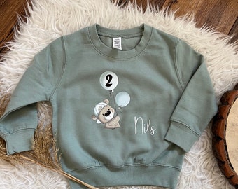 Geburtstagspullover personalisiert Pulli Sweatshirt Hase mit Zahl Geschenk Geburtstag Weihnachten mit Name Junge 1017