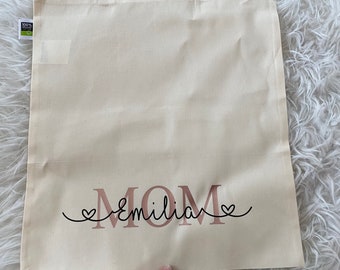 Einkaufstasche personalisiert Geschenk Ostern Geburtstag Accessoires Tasche Jutebeutel MOM Name stoffbeutel Öko Fairtrade valentinstag