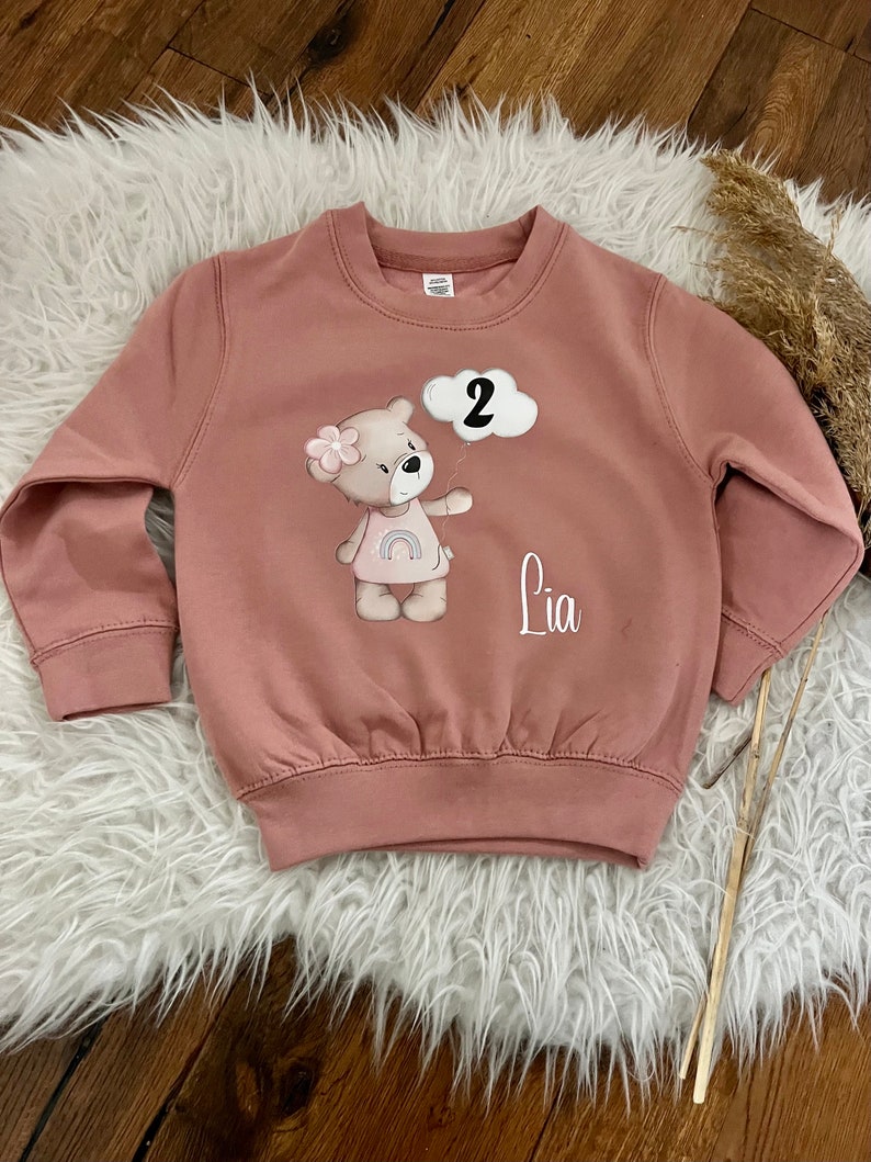 Birthday sweater personalized sweatshirt bear with number gift birthday Christmas with name 1015 image 5