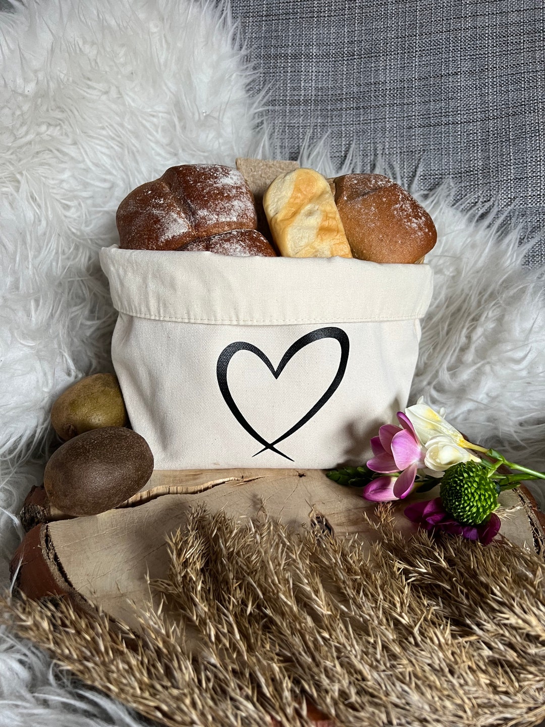 APOMOONS Brotkorb Aus Stoff - Einzugsgeschenk Mit Glückwunschaufdruck