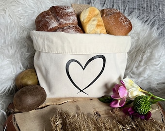 Brotkorb, Brotkörbchen personalisiert, Frühstück, gedeckter Tisch, Geschenk, Korb, Brötchenkorb, Bäcker, Geburtstag, Herz