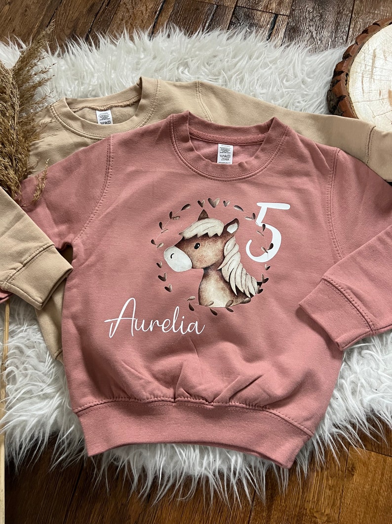 Birthday sweater personalized sweatshirt horse with number gift birthday Christmas with name horse girl pony image 4