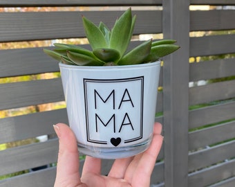 Vase Windlicht Muttertag Glas Mama personalisiert Geschenk Accessoires Blumen Kleinigkeit vintage Frühling weiß minimalist Geburtstag deko