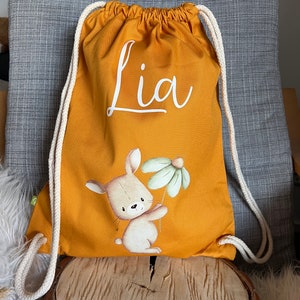 Sac de sport personnalisé avec nom lapin fleurs florales changement vêtements école maternelle sac de vacances cadeau anniversaire sac de sport 1032