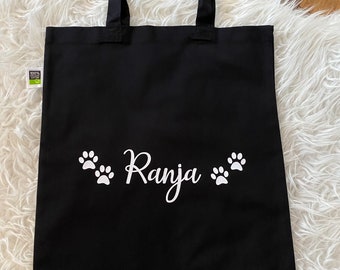 Borsa shopping regalo personalizzata Natale compleanno accessori borsa borsa in juta cani zampa nome borsa in tessuto Cane mamma eco