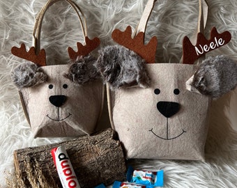 Santa bag gift personalized bag reindeer Santa Claus Christmas Santa boots Santa Claus felt boots bag