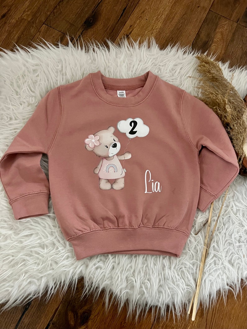 Birthday sweater personalized sweatshirt bear with number gift birthday Christmas with name 1015 image 4