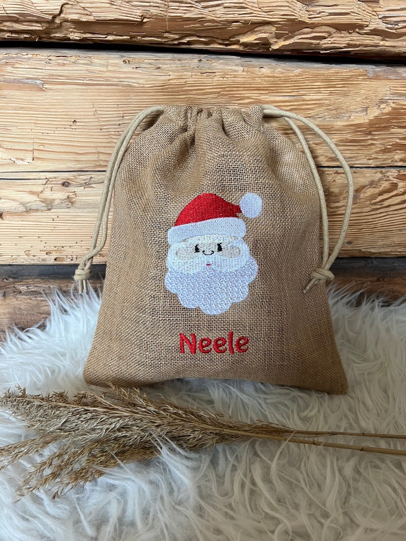 Nikolaussäckchen Geschenk Säckchen Nikolaus Geschenk Weihnachten Nikolausstiefel personalisiert Weihnachtsmann Jute Jutesäckchen 3003 Bild 3