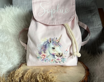 Kinderrucksack personalisiert, Einhorn individuelles Geschenk Kindergartenzeit, Tasche Kindergarten, Unicorn Geburtstag  Rucksack