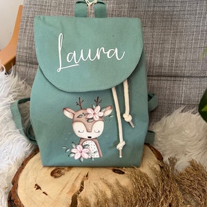 Mochila infantil personalizada, regalo individual tiempo guardería, bolsa guardería, mochila ciervo cumpleaños personalizada 1008 imagen 2