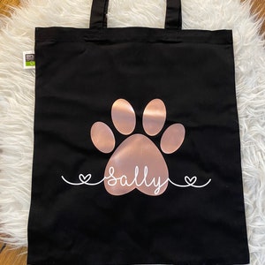 Shopping Bag Personalized Gift Easter Birthday Accessories Bag Jute Bag Dogs Paw Paw Name Cloth Bag Dog mom eco image 3