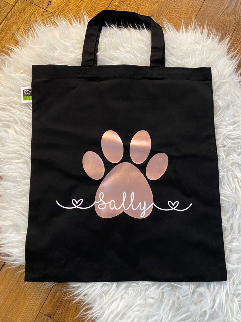 Shopping Bag Personalized Gift Easter Birthday Accessories Bag Jute Bag Dogs Paw Paw Name Cloth Bag Dog mom eco image 3