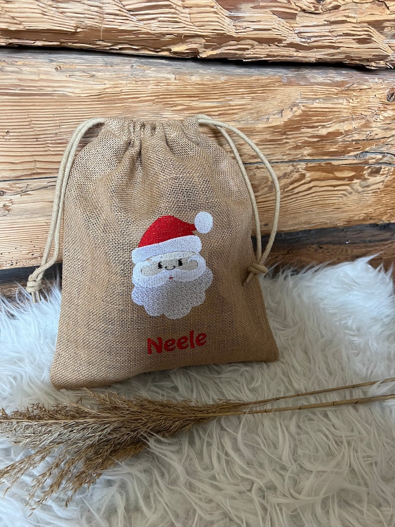 Nikolaussäckchen Geschenk Säckchen Nikolaus Geschenk Weihnachten Nikolausstiefel personalisiert Weihnachtsmann Jute Jutesäckchen 3003 Bild 5