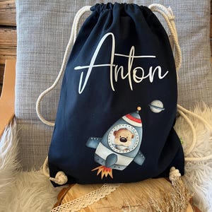 Sac de sport personnalisé avec nom astronaute espace changement de vêtements école maternelle sac de vacances cadeau anniversaire 1039