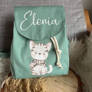 Kinderrucksack personalisiert, individuelles Geschenk Kindergartenzeit, Tasche Kindergarten, personalisiert Geburtstag Katze Rucksack 1063