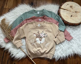 Birthday sweater personalized sweater sweatshirt deer with number gift birthday Christmas with name animals