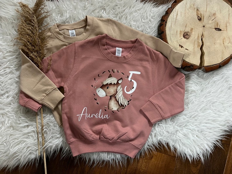 Birthday sweater personalized sweatshirt horse with number gift birthday Christmas with name horse girl pony image 3