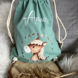 Gym bag personalized with name horse pony floral flowers change of clothes school kindergarten holiday bag gift birthday gym bag image 4