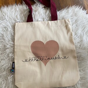 Einkaufstasche personalisiert Herzensmensch Geschenk Ostern Geburtstag Accessoires Tasche Jutebeutel NameTrade Bio stoffbeutel Valentinstag Bild 3