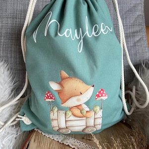 Sac de sport personnalisé avec le nom renard vêtements de rechange école maternelle sac de vacances cadeau anniversaire Noël