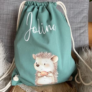 Sac de sport personnalisé avec le nom hérisson vêtements de rechange école maternelle sac de vacances cadeau anniversaire Noël 1042