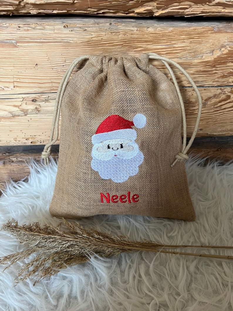 Nikolaussäckchen Geschenk Säckchen Nikolaus Geschenk Weihnachten Nikolausstiefel personalisiert Weihnachtsmann Jute Jutesäckchen 3003 Bild 8