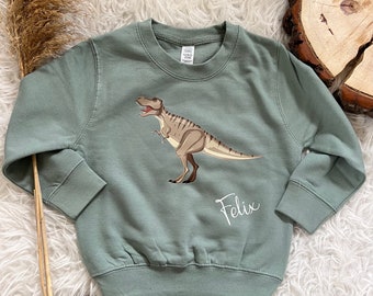 Sweater Dino personalized sweater sweatshirt forest animals gift birthday Christmas with name animals boy dinosaur 1009
