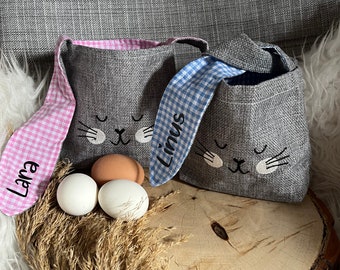 Ostertäschchen, Osterkorb personalisiert, osterbeutel, personalisiert Ostern Geschenk, jute, Tasche, Accessoires, junge, Mädchen, Hase