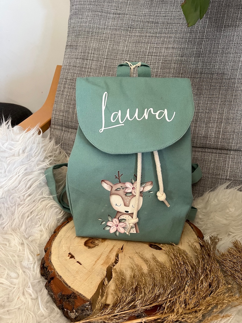 Kinderrucksack personalisiert, individuelles Geschenk Kindergartenzeit, Tasche Kindergarten, personalisiert Geburtstag Reh Rucksack 1008 Bild 7