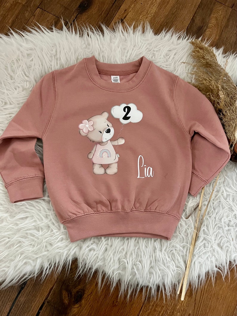 Birthday sweater personalized sweatshirt bear with number gift birthday Christmas with name 1015 image 3