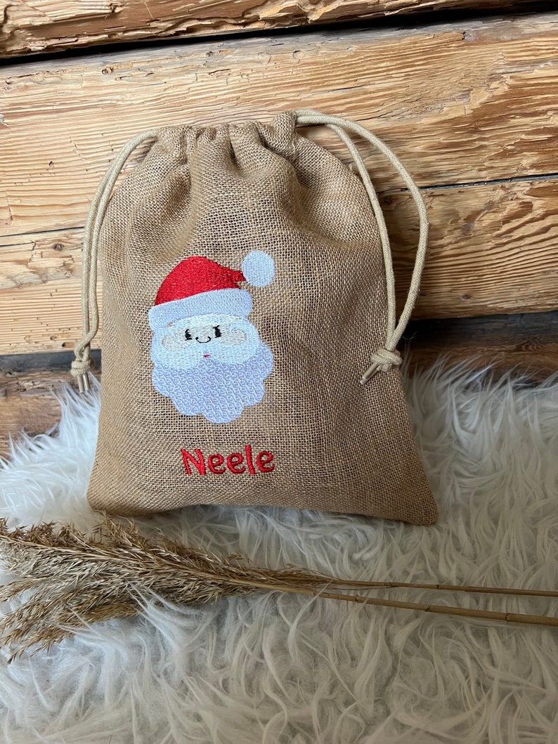 Nikolaussäckchen Geschenk Säckchen Nikolaus Geschenk Weihnachten Nikolausstiefel personalisiert Weihnachtsmann Jute Jutesäckchen 3003 Bild 9