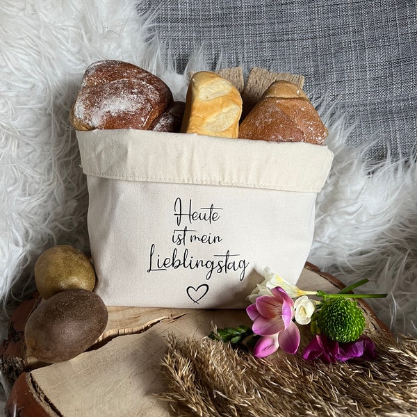 Brotkorb, Brotkörbchen personalisiert, Frühstück, gedeckter Tisch, Geschenk, Korb, Brötchenkorb, Bäcker, Geburtstag, Lieblingstag