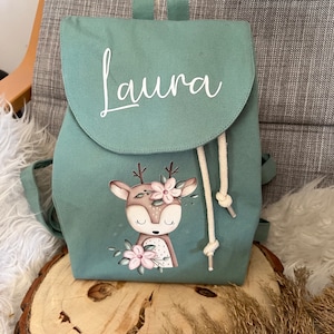 Kinderrucksack personalisiert, individuelles Geschenk Kindergartenzeit, Tasche Kindergarten, personalisiert Geburtstag Reh Rucksack 1008 Bild 1