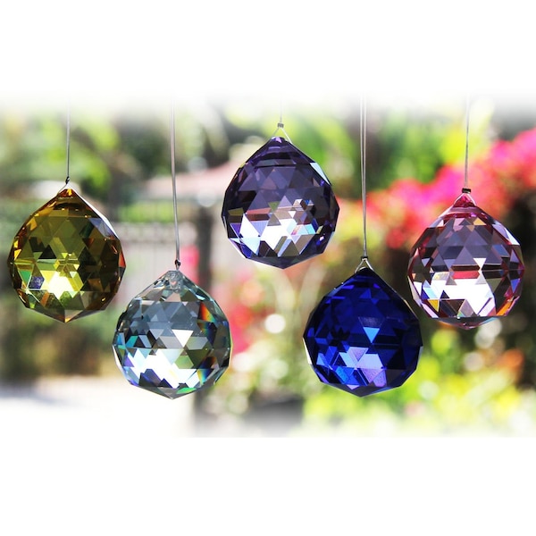 Hanging Crystal Suncatcher,Hanging Crystal ball, Home Decor, Elegant Car Charm, 40mm Ball