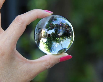 Crystal Ball,Clear Leaded Crystal glass,Gazing crystal ball,Sphere divination,Clear ball,2 .3 inches diameter ball,Pendulum Reading