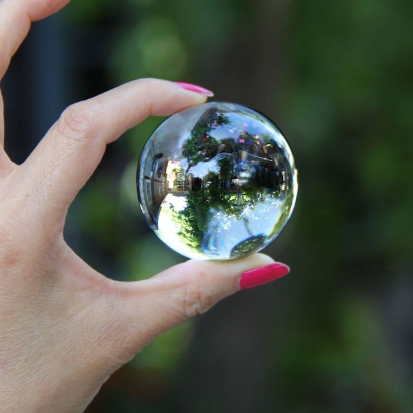 Boule de cristal,Verre de cristal transparent au plomb,Boule de cristal éblouissante,Sphère divinatoire,Boule transparente,Balle de 2,3 pouces de diamètre,Lecture au pendule