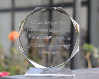 Personalized Crystal Employee Retirement Appreciation Gift Plaque, Graduation Plaque, Crystal Award, Police Awards,Free Engraved Trophy