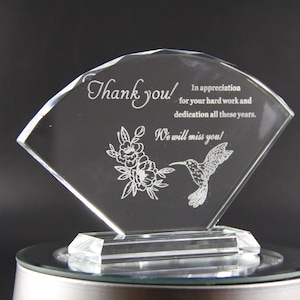 Crystal Plaque，Personalized Crystal Award,Retirement Appreciation Gift Plaque,Graduation Plaque, Crystal Award, Awards,Fan Shape Thank You