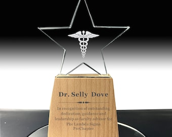 Trophée distinction, Plaque de récompense en métal fond marbré bleuté