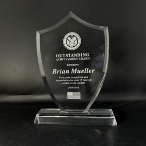 Personalized Plaque, for Military, Crystal Award, Police Awards ...