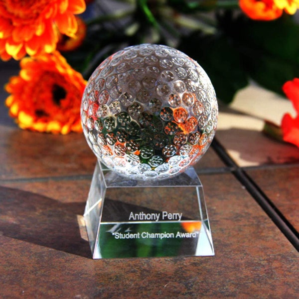 Crystal Golf Ball Trophy Free Engraving Crystal Personalized Award for Golf team Senior night, Achievement award