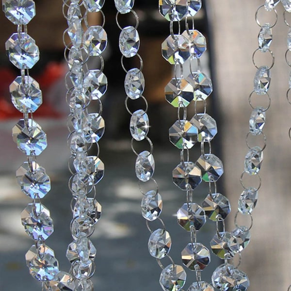 10 ft Crystal Beads Chain ,Garland of Clear Chandelier Bead Lamp Chain ,bead curtain,Chandelier,Octagon Beads,home & garden decoration,