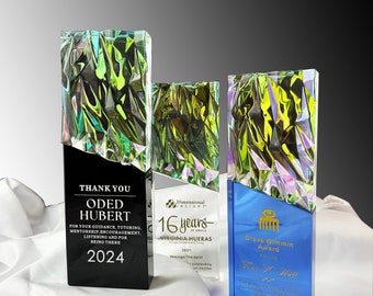 Personalized Glass Award ,Employee, Retirement, Appreciation Gift , Graduation, Plaque, Crystal Award, Trophy, of Month, of Year