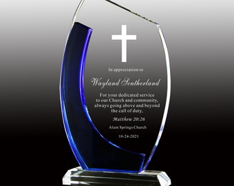 Personalized Crystal Award for Church, Retirement Appreciation ,Gift Plaque, Graduation Plaque, Crystal Award, Engraved Trophy,Award