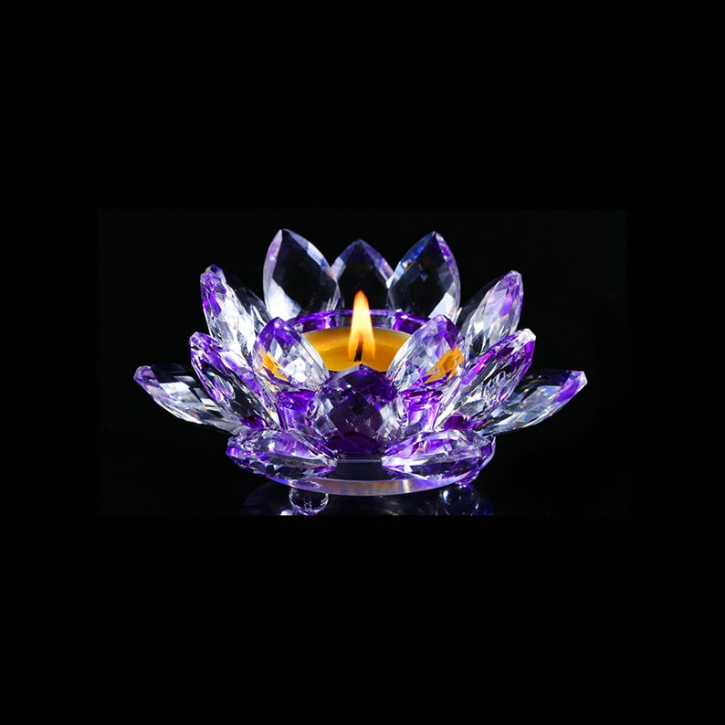 Handmade Crystal Lotus Flower Unique Candle Holder9 Colors Etsy UK
