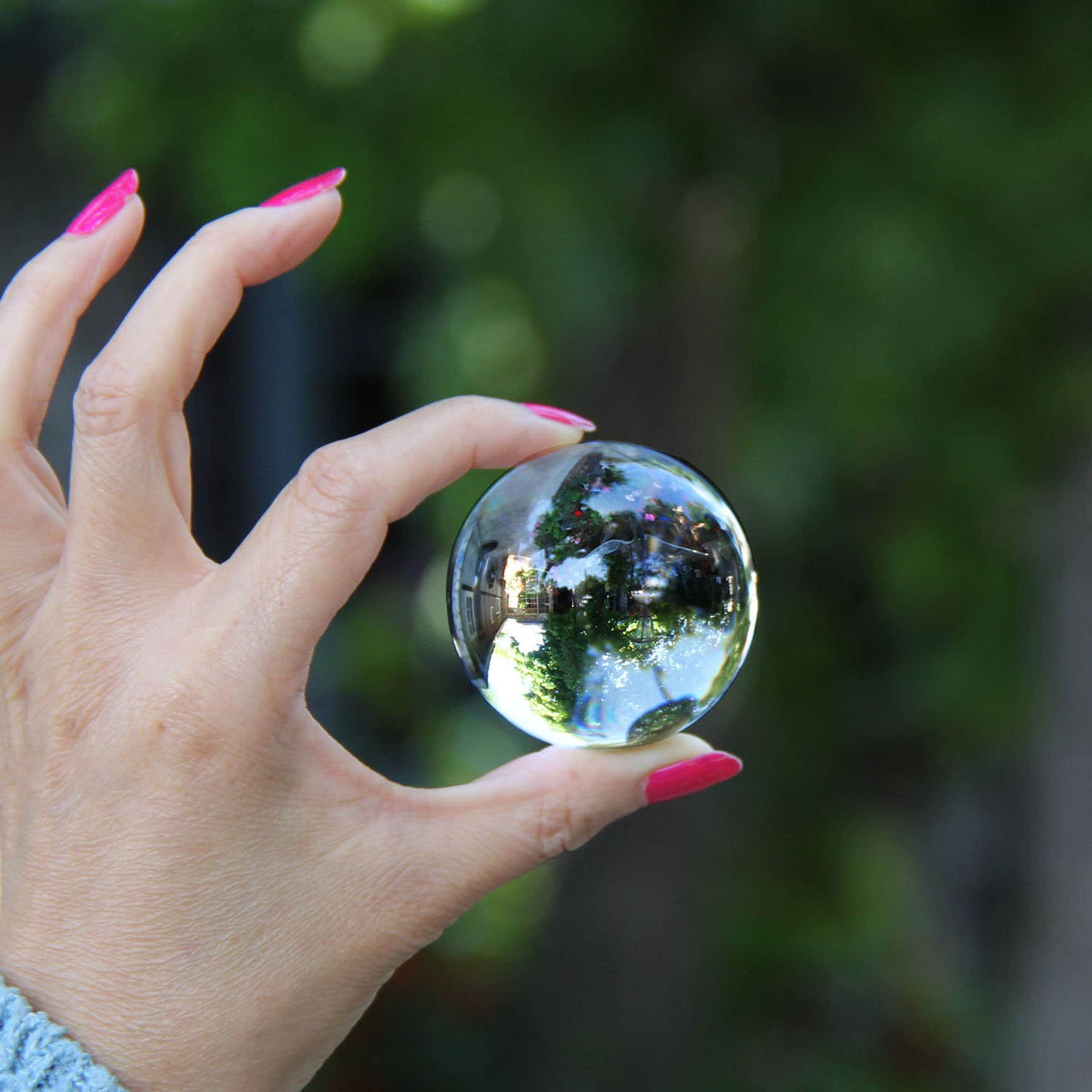 Bola de cristal de 6 cm, cristal de cristal con plomo azul Mirando la esfera  de