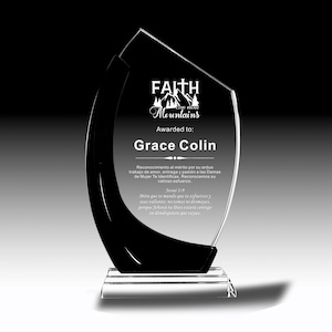 Personalized Crystal Award for Church, Retirement Appreciation ,Gift Plaque, Graduation Plaque, Crystal Award, Engraved Trophy, Award